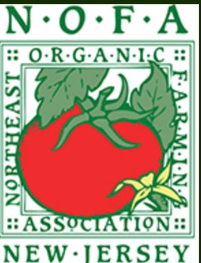 Northeast Organic Farming Association (NOFA-NJ) logo with red tomato surrounded by name in green text